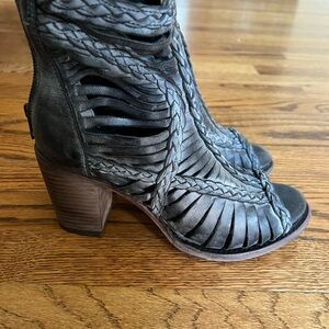 Freebird Black Braided Leather Ankle Boots